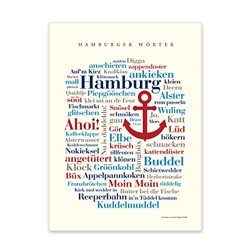 Leinwand Hamburger Wörter, Tagcloud mit der Mundart aus Hamburg. Eine originelle Wanddekoration und schöne Geschenkidee - Keilrahmen 30x40 cm von Deine Wörter