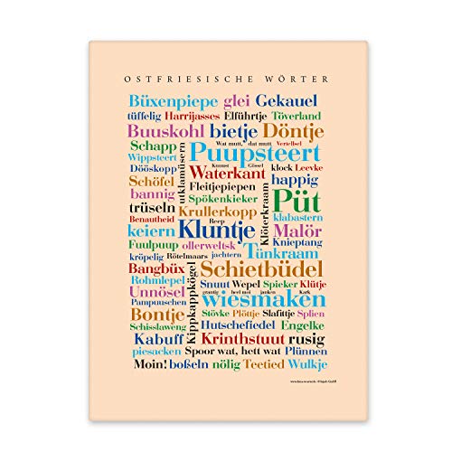 Leinwand Ostfriesische Wörter, Tagcloud mit Wörtern aus Ostfriesland. Eine originelle Wanddekoration und schöne Geschenkidee - Keilrahmen 20x30 cm von Deine Wörter