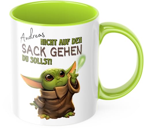 Das MIMIMI mit Wunschname auf Tasse Kindertasse Geburtstag Geschenkidee Tasse personalisieren (Grün) von Deinen Namen