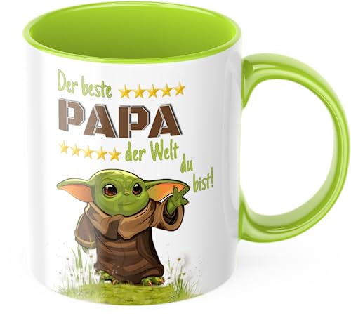 Der beste Papa der Welt du bist - Tasse - Das perfekte Geschenk für den Papa oder Mann Dad - Diese Papatasse ist lustig und die beste Geschenkidee zum Vatertag oder Geburtstag (grün) von Deinen Namen