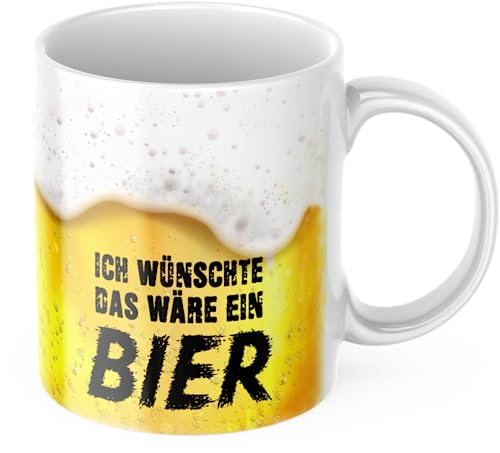 Ich wünschte das wäre ein Bier Tasse Bierspruch Männergeschenk Männertasse Bierkrug Biermotive Geschenkidee für Männer von Deinen Namen