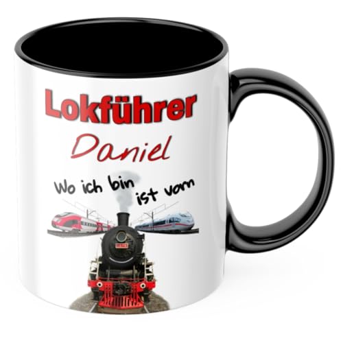 Lokführertasse mit Wunschnamen Lokführer Tasse aus Keramik 310ml, Eisenbahn, Bahntasse, Eisenbahner, Deutsche Bahn von Deinen Namen