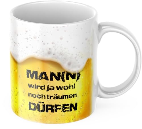 Deinen Namen Man(n) wird ja wohl noch Träumen dürfen KeramikTasse 310ml Männergeschenk Männertasse Biertasse Biermotiv Vatertag Papatasse Papageschenk von Deinen Namen