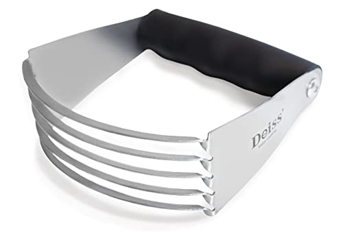 DEISS PRO Teigmischer - Edelstahl-Teigmischer & Teigschneider, Rutschfester Griff - Spülmaschinenfest (5-Strings) Mehl- und Teigmixer - Manueller Teigschneider, Gebäck- oder Butter-Teigschneider von Deiss