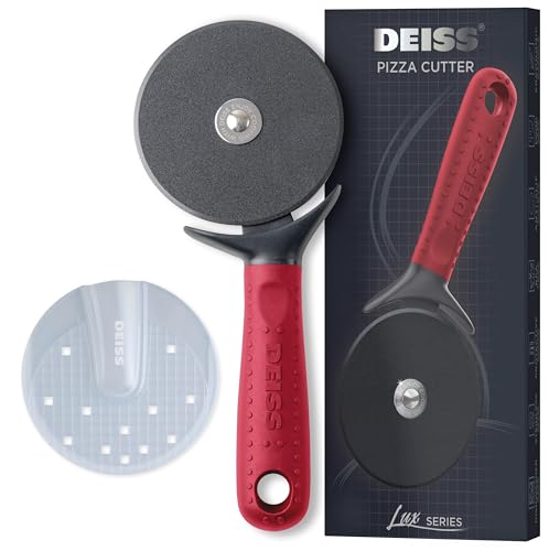 Deiss Lux Hochleistungs-Pizzaschneider mit Radschneider – Scharfes, glattes Pizzaschneiderrad aus Edelstahl mit leicht zu greifendem, rutschfestem Griff, spülmaschinenfest von Deiss