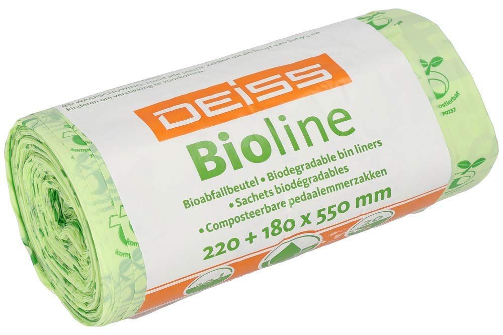 Deiss Müllbeutel 24x DEISS BIOLINE Müllbeutel, Biofolie, 10 L, Natur, 220+180x550x0,018 von Deiss