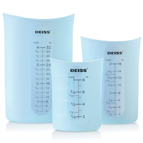 Deiss PRO 3-teiliges Silikon-Messbecher-Set - Vielseitig & Langlebig, Ausgießer für einfaches Ausgießen, Antihaftbeschichtet für leichte Reinigung, Hitzebeständig Flüssigkeitsmessbecher zum Ausdrücken Deiss PRO 3-teiliges Silikon-Messbecher-Set - Vielseitig & Langlebig, Ausgießer für einfaches Ausgießen, Antihaftbeschichtet für leichte Reinigung, Hitzebeständig Flüssigkeitsmessbecher zum Ausdrücken von Deiss