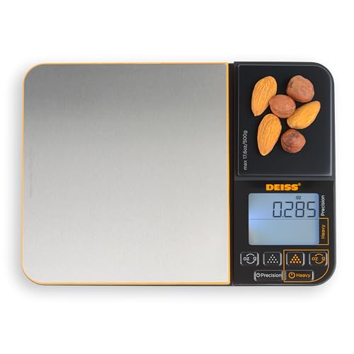 Deiss PRO Digitale Küchen- und Lebensmittelwaage mit zwei Plattformen, 5 kg Kapazität und 500 ml Kapazität, Präzisions-Küchenwaage, digitale Waage zum Backen, Kochen, Mahlzeitvorbereitung, von Deiss