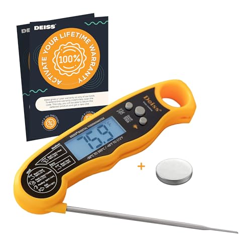 Deiss PRO Digitales Fleischthermometer - Blitzschnelle Bratenthermometer, präzise Messwerte mit Hintergrundbeleuchtung, Küchenthermometer - Sofortablese von Deiss