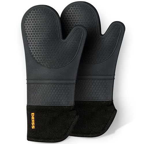 Deiss PRO Hitze- und schmutzabweisendes Silikon-Ofenhandschuh-Set, weiche, baumwollgefütterte Grillhandschuhe, wasserdicht, extra Lange, Flexible, Dicke Küchenhandschuhe zum Kochen Deiss PRO Hitze- und schmutzabweisendes Silikon-Ofenhandschuh-Set, weiche, baumwollgefütterte Grillhandschuhe, wasserdicht, extra Lange, Flexible, Dicke Küchenhandschuhe zum Kochen von Deiss