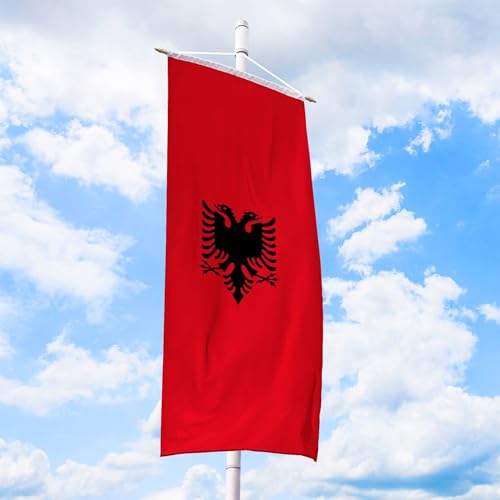 Albanien Flagge 120 x 300 cm - für Fahnenmast, Albanienfahne aus reißfestem Fahnen-Polyester-Stoff, Bannerfahne wetterfest und UV-beständig von Deitert