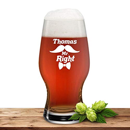 Deitert Bierglas mit Name oder Wunschtext, Leonardo Pilsglas 0,33l inkl. Gravur, individuelles Geschenk, personalisierter Bierbecher, Motiv Mr. Right von Deitert