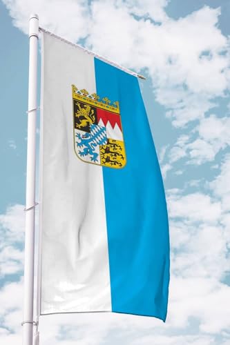 Deitert Bayernfahne für Ausleger Hochformat mit Wappen (Streifen) 120x300cm von Deitert