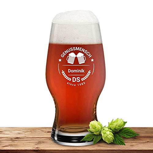Deitert Bierglas mit Name oder Wunschtext, Leonardo Pilsglas 0,33l inkl. Gravur, individuelles Geschenk, personalisierter Bierbecher, Motiv Genussmensch von Deitert