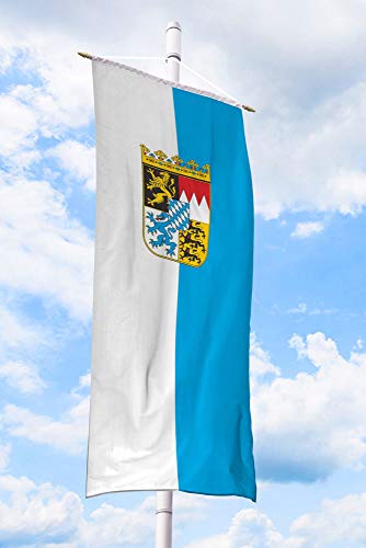 Deitert Bundesland-Flagge Bayern – 120x300 cm Bayern-Flagge mit Wappen (Raute), Bannerfahne aus reißfestem Polyester, Bayern-Fahne mit Doppelsicherheitsnaht gesäumt von Deitert