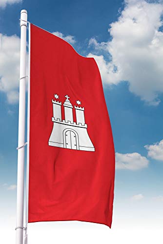 Deitert Bundesland-Flagge Hamburg – 120x300 cm Hamburg Fahne im Hochformat, Hissfahne aus reißfestem Polyester von Deitert