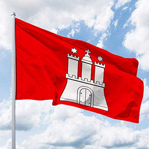 Deitert Bundesland-Flagge Hamburg – 150x100 cm Hamburg Fahne mit Wappen, Hissfahne aus reißfestem Polyester von Deitert