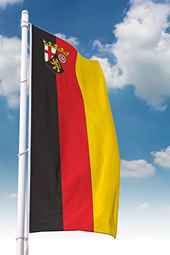 Deitert Bundesland-Flagge Rheinland-Pfalz – 120x300 cm Rheinland-Pfalz Fahne mit Wappen im Hochformat, Hissfahne aus reißfestem Polyester von Deitert