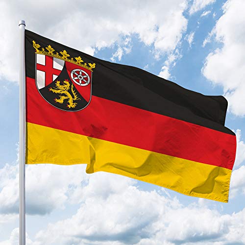 Deitert Bundesland-Flagge Rheinland-Pfalz – 120x80 cm Rheinland-Pfalz Fahne mit Wappen, Hissfahne aus reißfestem Polyester von Deitert