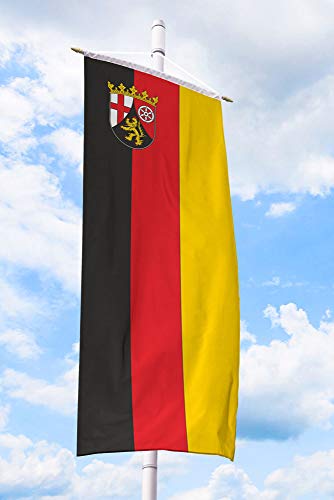 Deitert Bundesland-Flagge Rheinland-Pfalz – 150x400 cm Rheinland-Pfalz -Fahne mit Wappen, Bannerfahne aus reißfestem Polyester von Deitert