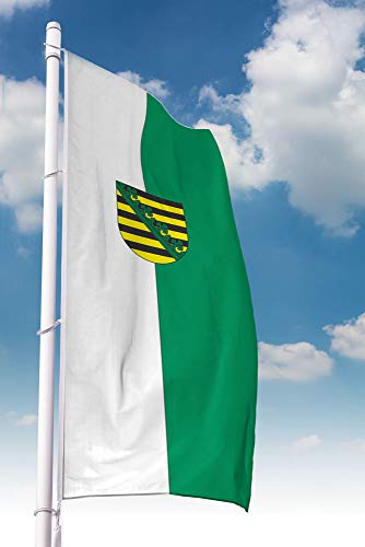 Deitert Bundesland-Flagge Sachsen – 120x300 cm Sachsen Fahne mit Wappen im Hochformat, Hissfahne aus reißfestem Polyester von Deitert