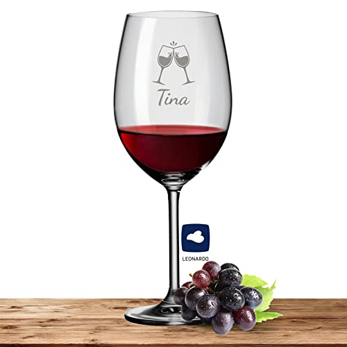 Deitert Leonardo Bordeauxglas Rotweinglas XL mit Namen oder Wunschtext graviert, 640ml, Daily, personalisiertes Premium Bordeauxglas in Gastroqualität (ChinChin) von Deitert