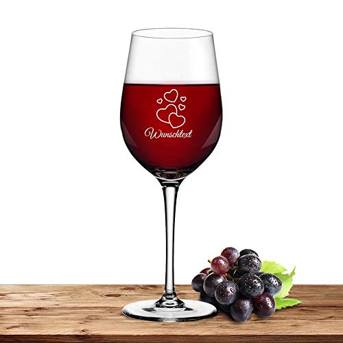 Deitert Leonardo Rotweinglas 430ml Ciao+ für Valentinstag mit Name oder Wunschtext (Herzen, Einzel) von Deitert