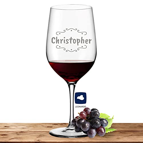 Deitert Leonardo Rotweinglas mit Namen oder Wunschtext graviert, 610ml, Ciao+, personalisiertes Premium Weinglas in Gastroqualität, (Verzierung 02) von Deitert