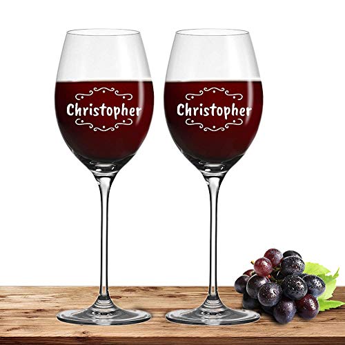 Deitert Leonardo Rotweinglas-Set mit Namen oder Wunschtext graviert, 2er-Set, 520ml, Cheers, personalisiertes Premium Weinglas in Gastroqualität, (Verzierung 02) von Deitert