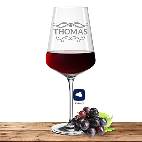 Deitert Leonardo Rotweinglas XL mit Namen oder Wunschtext graviert - PUCCINI - großes 750ml Glas - personalisiertes Premium Weinglas als Geschenkidee für Männer und Frauen - Motiv (Barock01) von Deitert