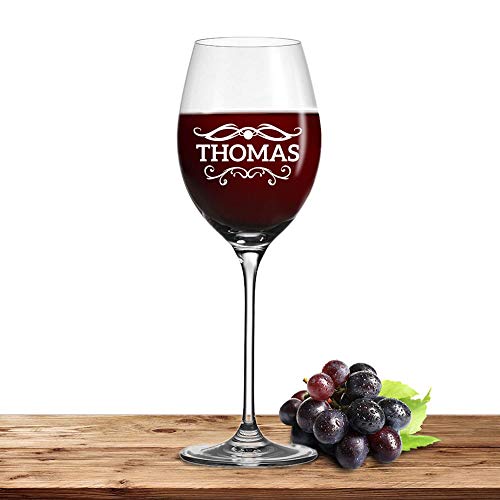 Deitert Leonardo Rotweinglas mit Namen oder Wunschtext graviert, 520ml, Cheers, personalisiertes Premium Weinglas in Gastroqualität, (Barock01) von Deitert