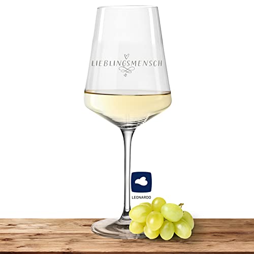 Deitert Leonardo Weißweinglas mit Motiv Lieblingsmensch - PUCCINI - großes 560ml Glas - Weinglas als Geschenkidee für Männer und Frauen von Deitert