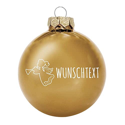 Deitert Weihnachtsbaumkugel Engel aus Glas mit ihrem Wunschtext (glänzend) Gold von Deitert