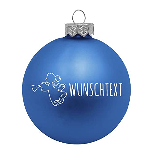 Deitert Weihnachtsbaumkugel Engel aus Glas mit ihrem Wunschtext (matt) blau von Deitert