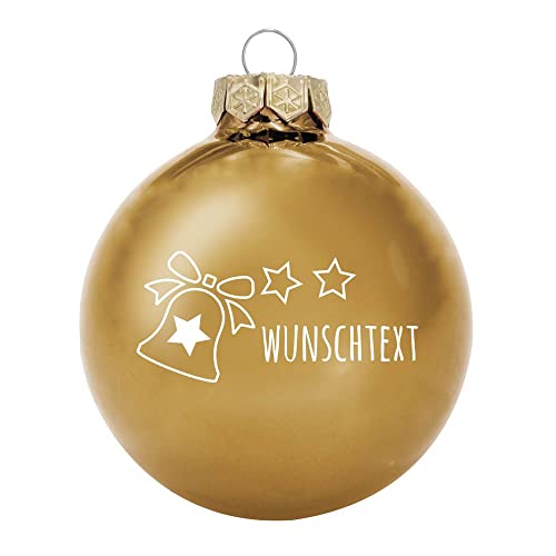 Deitert Weihnachtsbaumkugel Glocke aus Glas mit ihrem Wunschtext (glänzend) Gold von Deitert