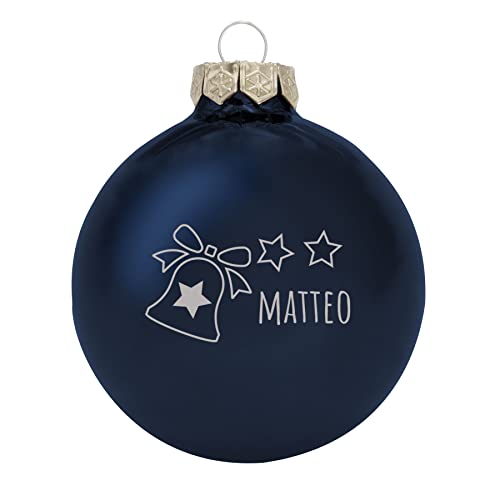 Deitert Weihnachtsbaumkugel Glocke aus Glas mit ihrem Wunschtext (glänzend) blau von Deitert