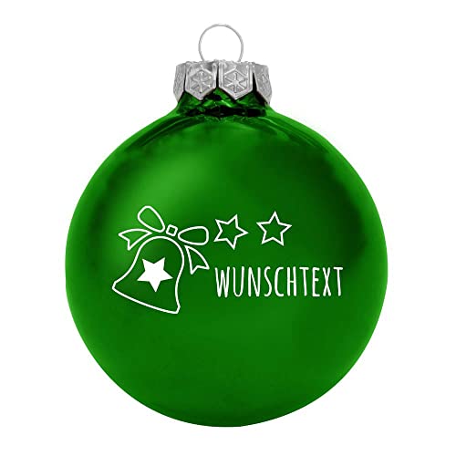 Deitert Weihnachtsbaumkugel Glocke aus Glas mit ihrem Wunschtext (glänzend) grün von Deitert