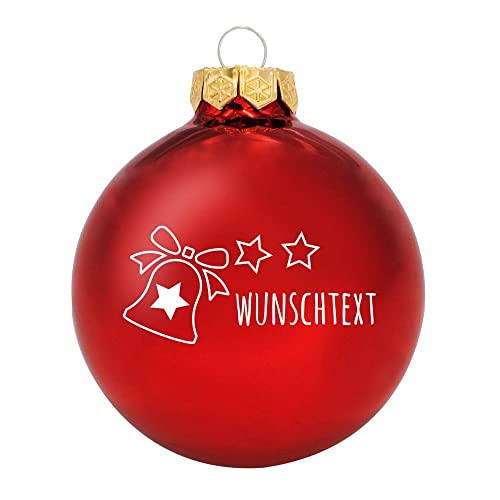 Deitert Weihnachtsbaumkugel Glocke aus Glas mit ihrem Wunschtext (glänzend) rot von Deitert