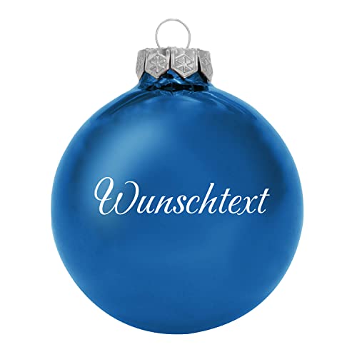 Deitert Weihnachtsbaumkugel aus Glas mit ihrem Wunschname (glänzend) blau von Deitert