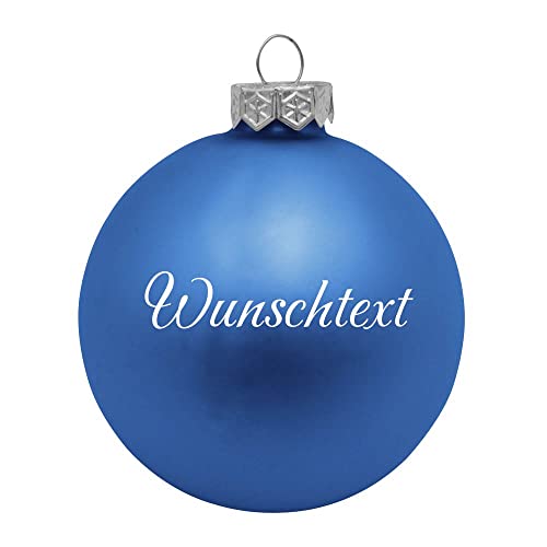 Deitert Weihnachtsbaumkugel aus Glas mit ihrem Wunschtext (matt) blau von Deitert