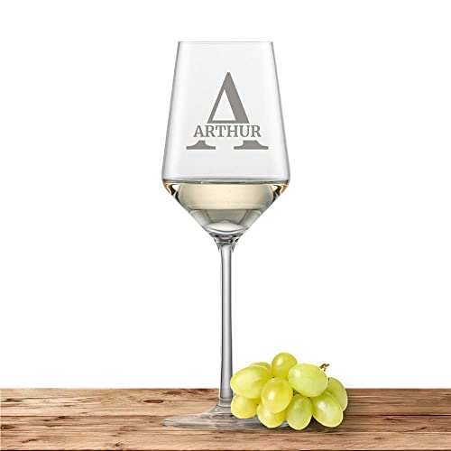 Deitert Weißweinglas mit Namen oder Wunschtext graviert - Schott Zwiesel Glas Riesling Pure - Weinglas personalisierts Geschenk (Initiale) Buchstabe A von Deitert