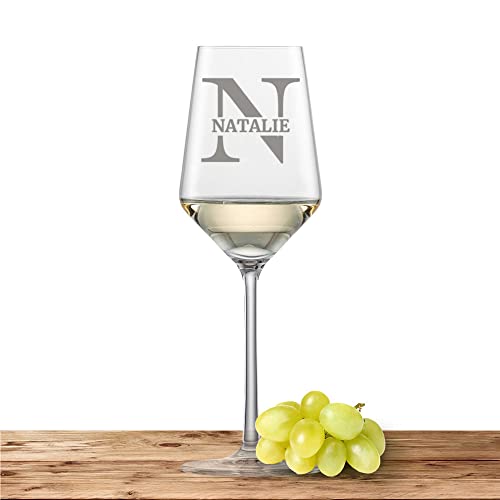 Weißweinglas mit Namen oder Wunschtext graviert - Schott Zwiesel Glas Riesling PURE - Weinglas personalisierts Geschenk (Initiale) Buchstabe N von Deitert
