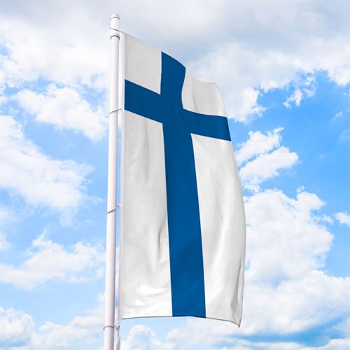 Finnland Flagge 150 x 400 cm - für Fahnenmast, Finnlandfahne aus reißfestem Fahnen-Polyester-Stoff, Hissfahne Hochformat wetterfest und UV-beständig von Deitert
