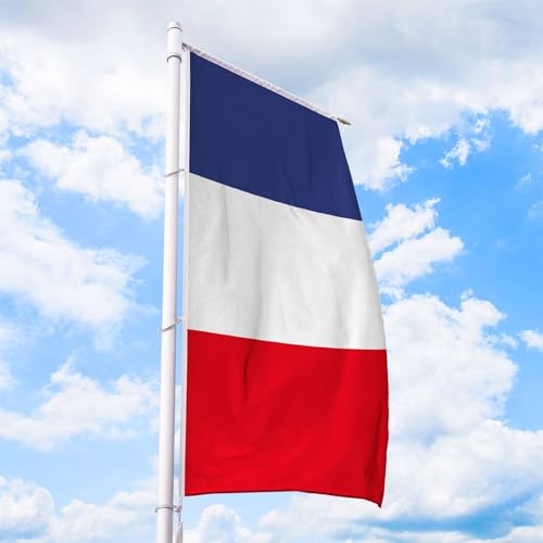 Frankreich Flagge 150 x 400 cm - für Fahnenmast, Frankreichfahne aus reißfestem Fahnen-Polyester-Stoff, Hissfahne Hochformat für Querausleger wetterfest und UV-beständig von Deitert