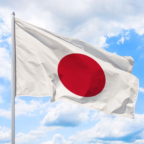Japan Flagge 250 x 150 cm - für Fahnenmast, Japanfahne aus reißfestem Fahnen-Polyester-Stoff, Hissfahne Quer wetterfest und UV-beständig von Deitert