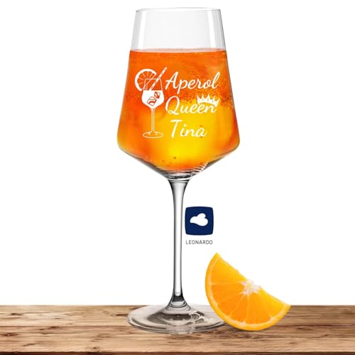 Leonardo Aperolglas PUCCINI 560ml Aperol Queen mit Namen oder Wunschtext graviert - personalisiertes Premium Aperolglas als Geschenkidee für Männer und Frauen von Deitert