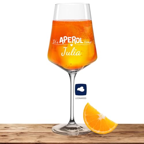 Leonardo Aperolglas PUCCINI 560ml It's Aperol time mit Namen oder Wunschtext graviert - personalisiertes Premium Aperolglas als Geschenkidee für Männer und Frauen von Deitert