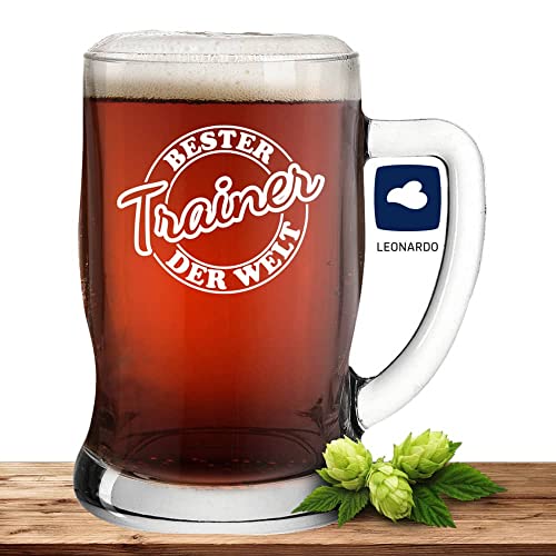 Leonardo Bierseidel Bester Trainer - Bierkrug 0,5l mit Laser-Gravur - Geschenk zum Saisonabschluss, Meisterschaft - Bester Trainer der Welt von Deitert