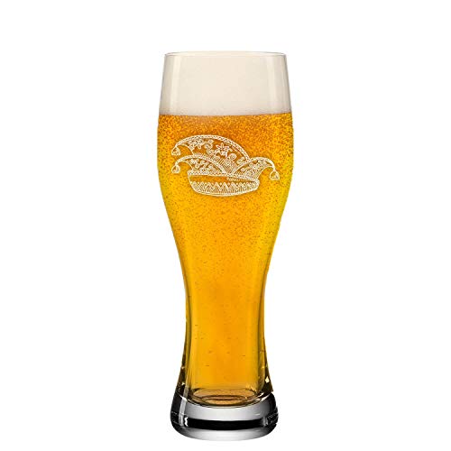 Leonardo Weizenglas 0,33l mit Narrenkappe – Bierglas mit Gravur und Narrenkappe, Biergläser mit Teqton Qualität, Weißbierglas und Weizenbierglas von Deitert