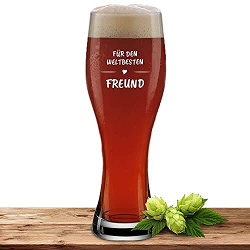 Weizenglas mit Gravur Bester Freund, Bierglas 0,5l inkl. Gravur, individuelles Geschenk, personalisiertes Weißbierglas, Motiv Weltbester Freund von Deitert